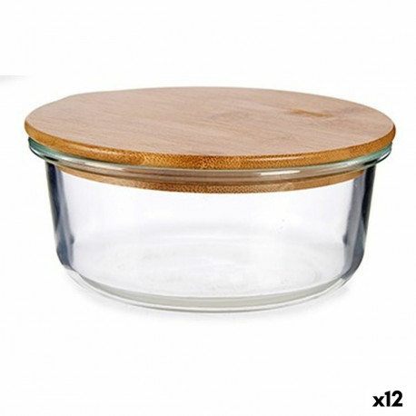 Round Lunch Box with Lid Vivalto LHB-HR-620F LHB-HR-620F Transparent Bamboo Borosilicate Glass (12 U