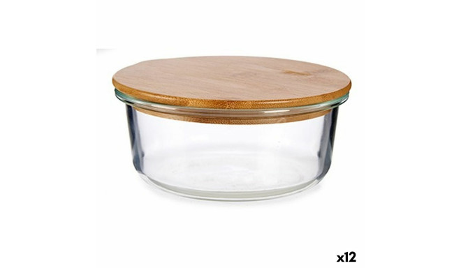 Round Lunch Box with Lid Bamboo 15 x 6,5 x 15 cm (12 Units)