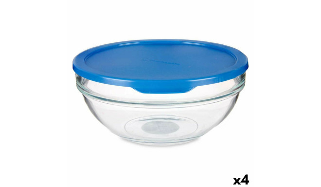 Round Lunch Box with Lid Chefs Blue 1,135 L 17,2 x 7,6 x 17,2 cm (4 Units)