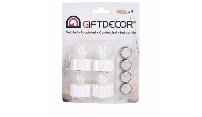 Candle Set Gift Decor LET-04 LET-04 White 4 x 4 x 3,7 cm 13,5 x 17 x 4 cm LED (12 Units)