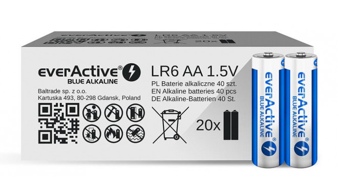 Alkaline batteries everActive Blue Alkaline LR5 AA  - carton box - 40 pieces, limited edition