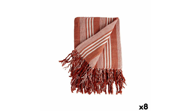 Multipurpose throw Stripes 235 x 205 cm White Red (8 Units)