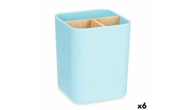 Toothbrush Holder Blue Bamboo polypropylene 9 x 11 x 9 cm (6 Units)