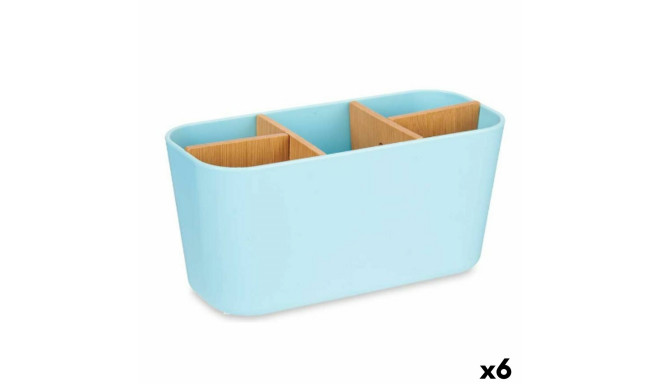 Toothbrush Holder Blue Bamboo polypropylene 21 x 10 x 9 cm (6 Units)