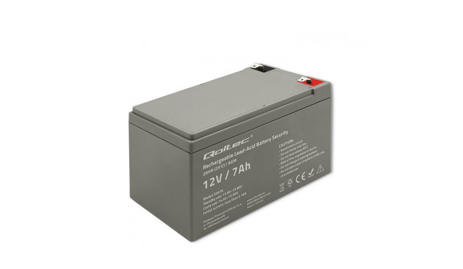 Qoltec 53076 AGM aku | 12V | 7Ah | max. 105A | Turvalisus