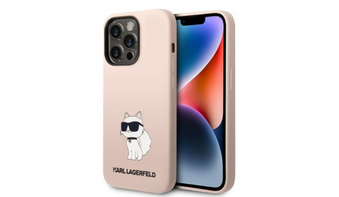 Karl Lagerfeld case for iPhone 14 Pro 6,1" KLHCP14LSNCHBCP pink hardcase Silicone Choupette