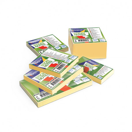 Märkmekuup FORPUS 75x75mm, kollane, 400l (2 tk)