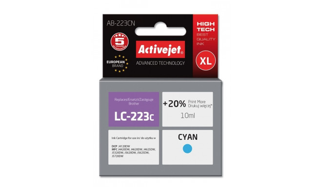 Activejet AB-223CN Ink (Replacement for Brother LC223C; Supreme; 10 ml; cyan)