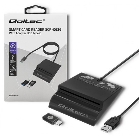 Qoltec ID-kaardi lugeja + USB-C adapter SCR-0636