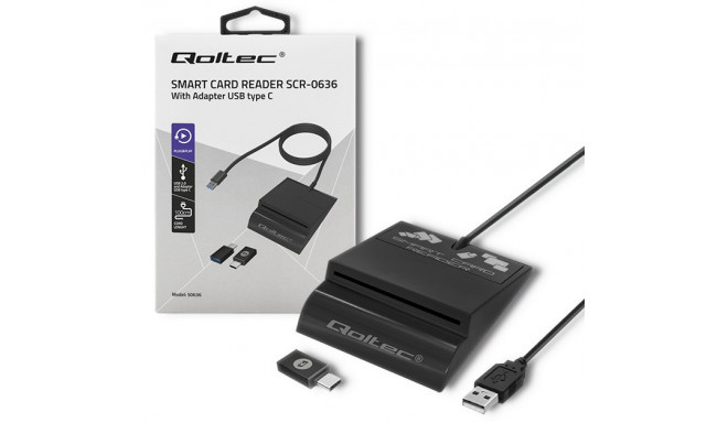 Qoltec smart card reader + USB-C adapter SCR-0636