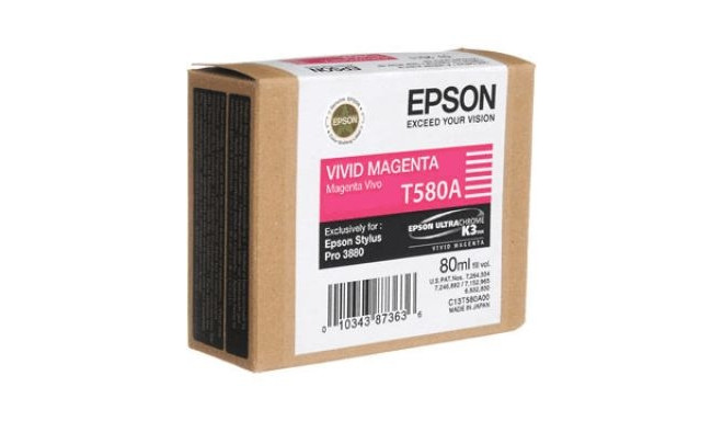EPSON Singlepack Vivid T580A00 Ink Cartridge, Magenta