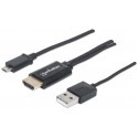 Manhattan MHL Cable / Adapter Micro-USB 5-pin to HDMI, connects smartphone to TV