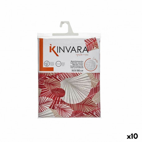 Скатерть Kinvara ANCARA-21520-13 Бежевый Тёмно Бордовый парусина 140 x 180 cm Против пятен Листья (1