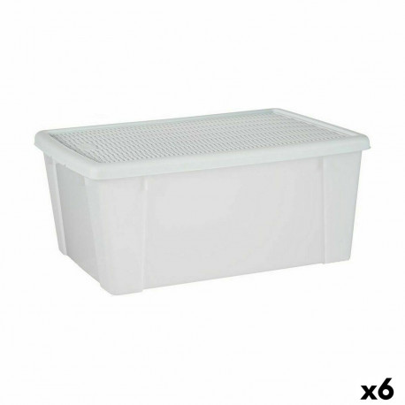kaanega säilituskarp Stefanplast Elegance Valge Plastmass 29 x 17 x 39 cm (6 Ühikut)