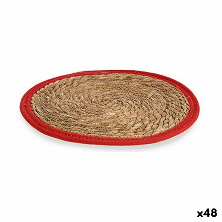 Table Mat Gift Decor 89723 89723 Red Natural Natural Fibre 35 x 1 x 35 cm (48 Units)