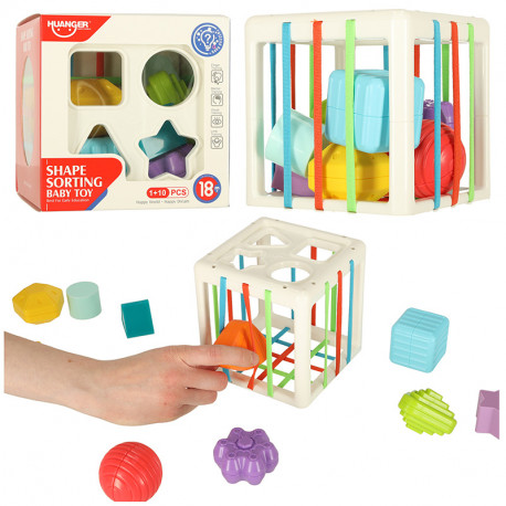 Paindlik sensoorsete kuubikute pistikuplokkide ruut koos kuju sorteerijaga