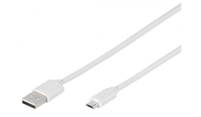 Vivanco kaabel USB - microUSB 1,0m, valge (katkine pakend)