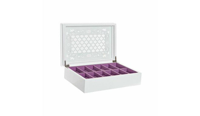 Jewelry box DKD Home Decor Watches 29 x 20 x 9,5 cm Crystal Lilac White MDF Wood