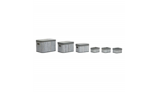 Basket set DKD Home Decor White Grey Bamboo MDF Wood 51 x 35 x 33 cm