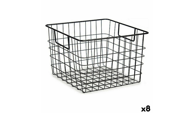 Basket With handles Black Steel 29 x 19,5 x 32 cm (8 Units)