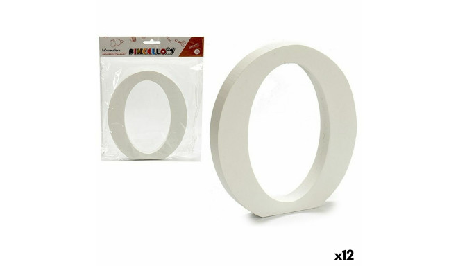 Letter O White Wood 1,8 x 21 x 17 cm (12 Units)