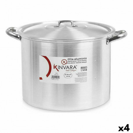 Casserole with Lid Kinvara 100037 100037 Silver Aluminium 38 x 25 x 31 cm (4 Units)