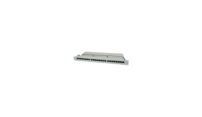 DIGITUS Patch Panel 19inch 24Port Cat6 shielded grey RAL7035 cableinstallation about LSA