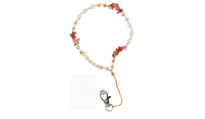 HAPPY Phone lanyard, Phone pendant / cord length 44cm (22cm in the loop) / on hand - orange