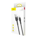 BASEUS cafule Cable USB for iPhone Lightning 8-pin 2.4A CALKLF-BG1 1m Gray-Black