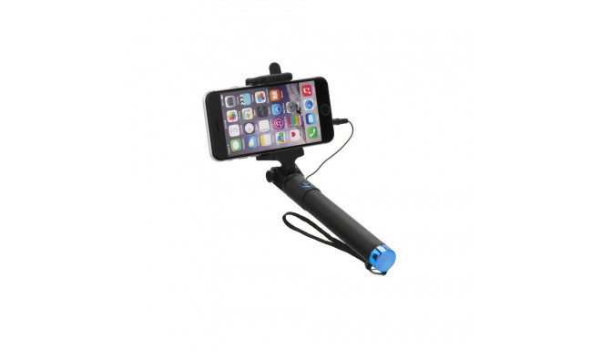 Selfie stick with remote control in handle (cable Jack 3,5 mm) blue