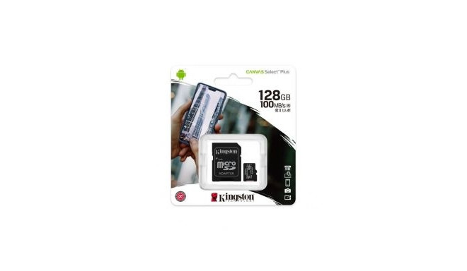 Kingston MicroSDXC 128GB Canvas Select Plus 100R A1 C10 Card+