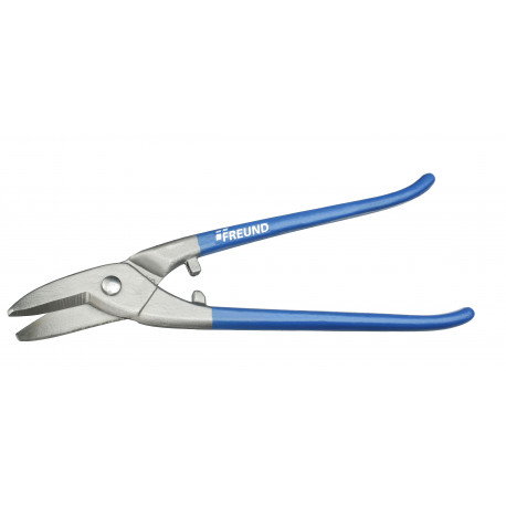 Freund curved blade tin snips – left-cut, 275 mm, HRC 59 hardened steel