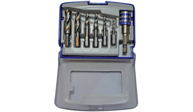 Metal drills set 3-10mm, 7pcs, HSS, 1/4" hex shank, "Half-box"