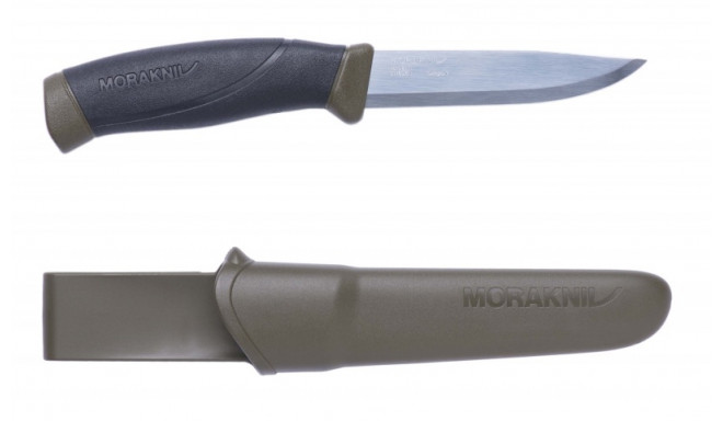 Morakniv Companion Outdoor Knife – Military Green, 2.0mm Carbon Steel Blade, Sheath