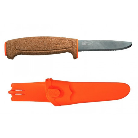 Morakniv ujuv SRT nuga – 1,4 mm roostevaba sakiline tera, korgist käepide, oranž