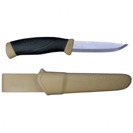 Morakniv Companion outdoor knife – 2.5 mm stainless steel blade, ergonomic soft grip, desert color s