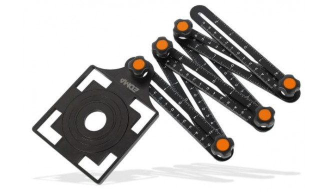 EDMA kontuur- ja märkenurgik – 6 reguleeritavat alumiiniumist külge, 175 mm, mõõduskaalad, 108 x 108