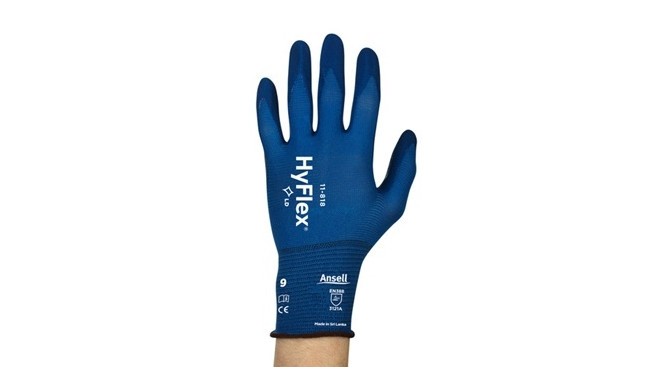 Safety gloves Ansell HyFlex 11-818, size 9. Thin Nylon, spandex. Foam nitrile palm dipped. Retail pa