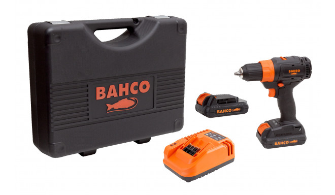 Bahco cordless drill set (2 batteries + charger) 18V brushless, 13mm chuck, 2 speeds and 10 torque s