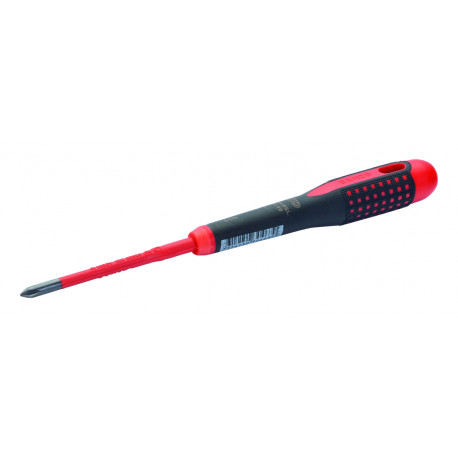 Bahco ERGO™ Slim insulated Phillips screwdriver PH2x100mm – VDE 1000V, slim blade, black oxide tip, 