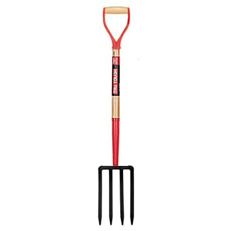 Truper spading fork with 4 tines and wooden shaft, 100cm