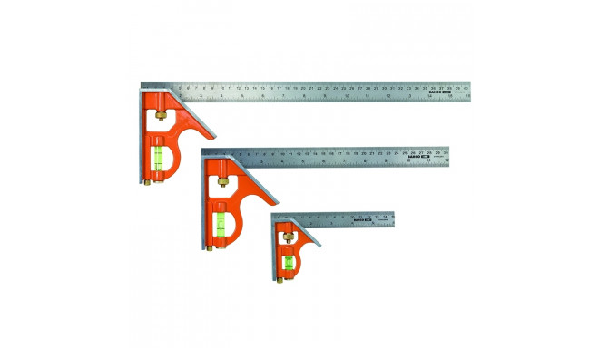 Bahco combination square – 400 mm sliding head, 45° and 90° marking, metric and imperial scales, ste