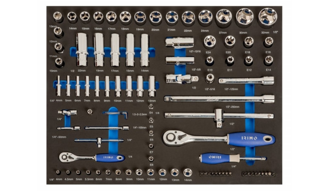 Socket set 1/4 + 1/2" 94pcs 3/3 foam Irimo