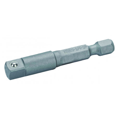 Adapter 1/4" hexagonal male to 1/2" square male 50mm