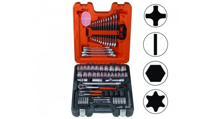 Socket and spanners set 1/4" and 1/2" 106 pcs Metric+INCH