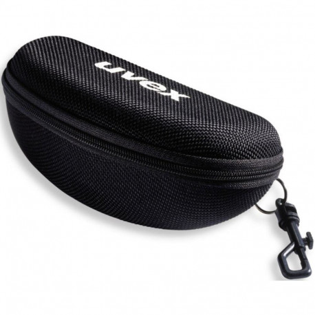 Uvex hard-shell zipped carrying pouch for curved safety spectacles – belt loop, attachment clip, bla