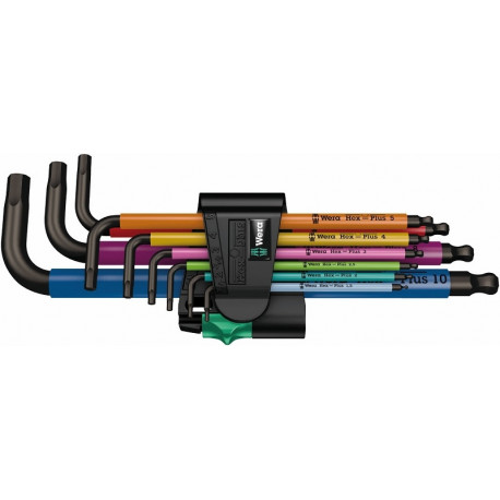Wera 950 SPKL/9 SM N SB pika varrega pallpeaga L-võtmekomplekt – 9-osaline 1,5–10 mm, BlackLaser, ku