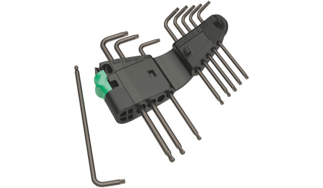 Wera 967/9 TX 1 SB TORX® L-võtmekomplekt – 9-osaline TX8–TX40, pallpeaga, BlackLaser-viimistlus