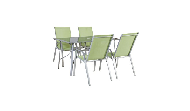 Aiamööbli komplekt DENVER laud ja 4 tooli (22102), alumiiniumraam, värvus: hõbedane