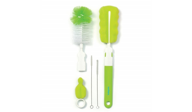 BabyOno baby bottles and teats brush set with a removable handle & mini sponge green 735/02